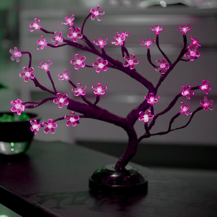 The Holiday Aisle® Cherry Blossom Bonsai 36 Light LED Battery Lighted